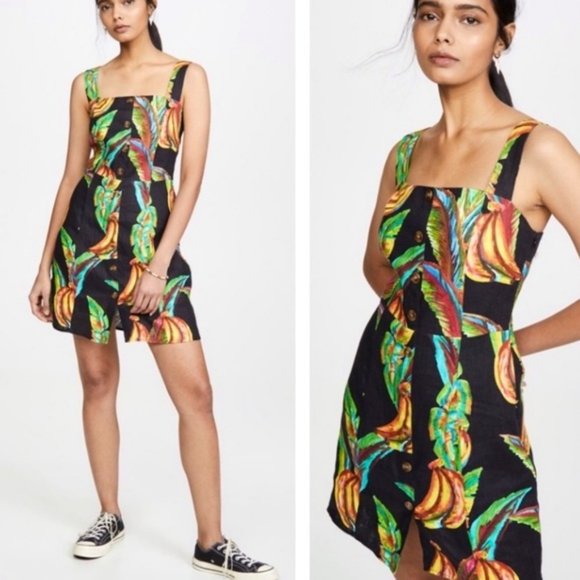 Farm Rio Preta Banana Linen Mini Dress NWT XS - Picture 1 of 15